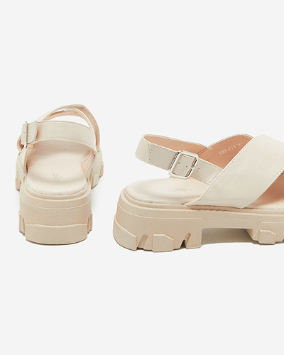 Beige women's sandals with a thick sole Denidas - Shoes