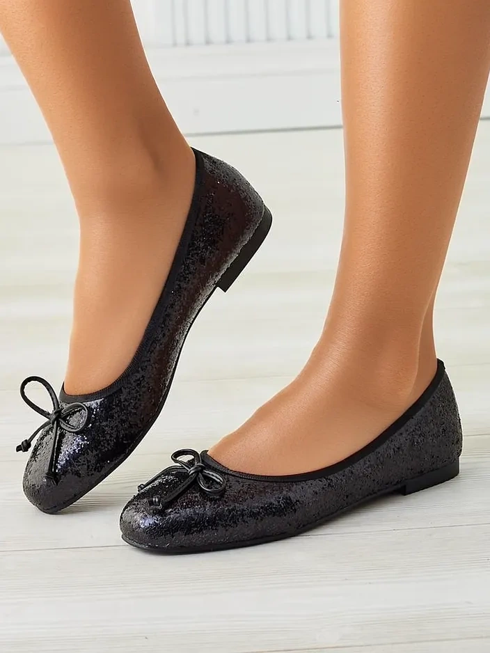 Royalfashion Women's ballet flats with glitter and bow Aramie