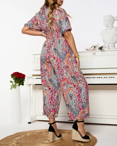 Patterned Women's Jumpsuit in Pink - Clothing