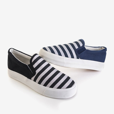 Black women's slip on sneakers with stripes Apollonia - Footwear