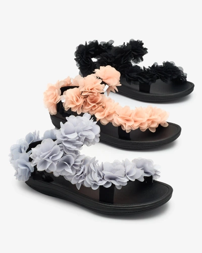 Royalfashion Black women's sandals with flowers Alferroy