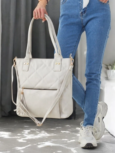 Royalfashion Sieviešu quilted rokassoma no ekoloģiskās ādas ar priekšējo kabatu