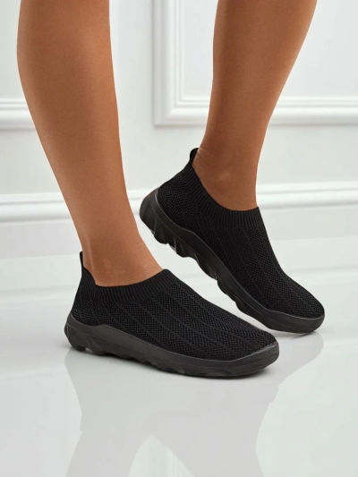 Andromeda Nero Women's Sneakers - black, lightweight textile shoes on a flat sole