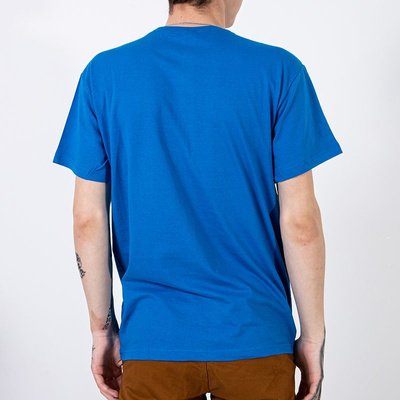 Men's cobalt cotton t-shirt with print - Clothing