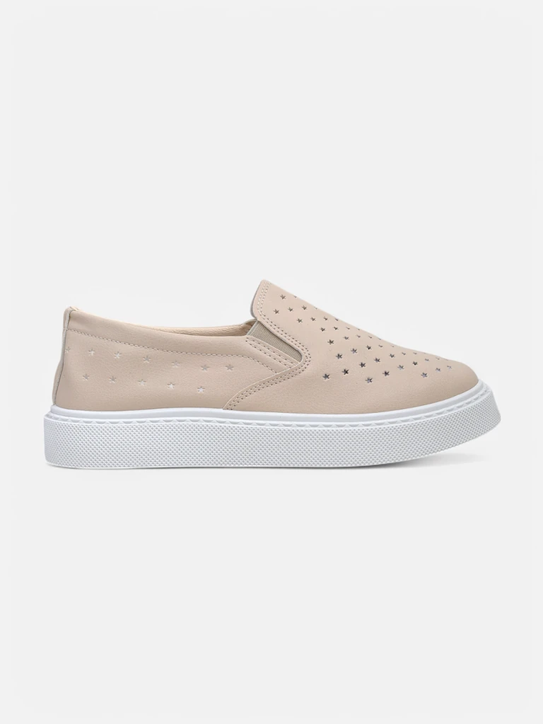 Women's Callista Beige Platform Slip-ons made of Ecological Leather