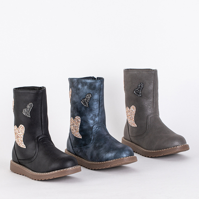 Melni bērnu zābaki ar sirsniņām Herri- Apavi