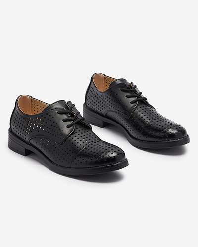 Openwork black women's eco leather half shoes Azedvo- Footwear