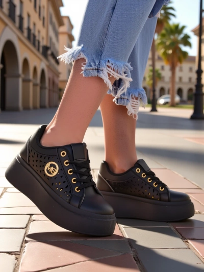 Aurelia Nero - Черная платформа Royalfashion из экокожи, модель LH201-8