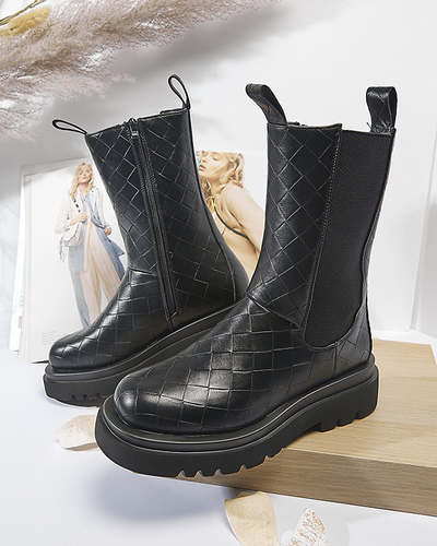 Black women's boots with embossing Ahetto- Footwear