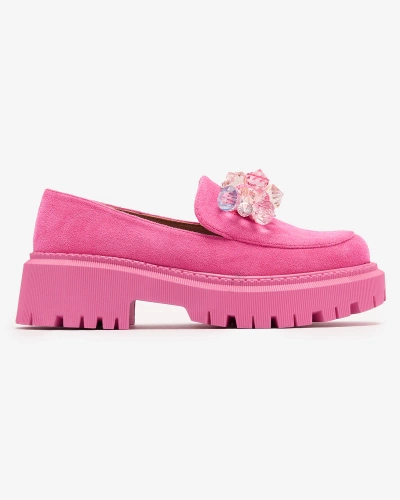 Royalfashion Fuchsia women's moccasins with colorful beads Hetika