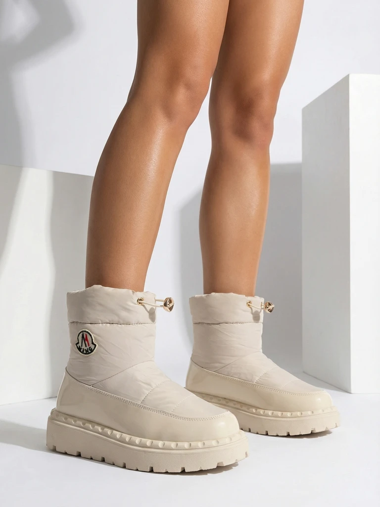 Royalfashion Women's slip-on snow boots in cream color Ireda