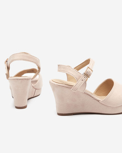 OUTLET Beige women's wedge sandals Nalem - Footwear