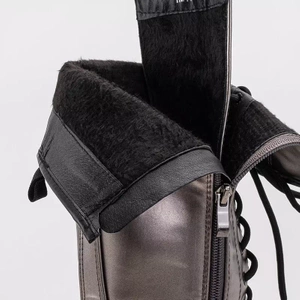 OUTLET Graphite women's boots with ties Darikos - Footwear