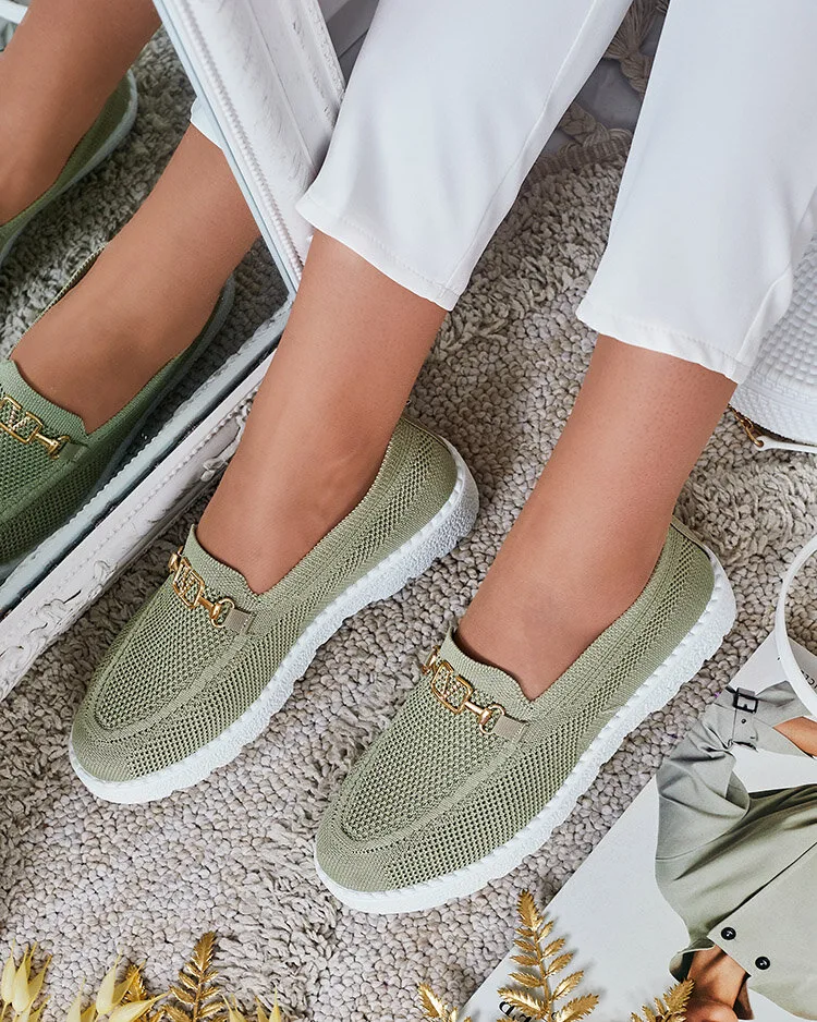 Royalfashion Women's fabric moccasins with gold embellishment Erticae