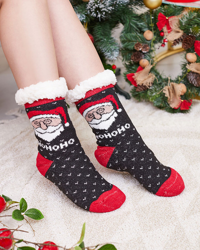 Red women's socks with Christmas pattern - Underwear