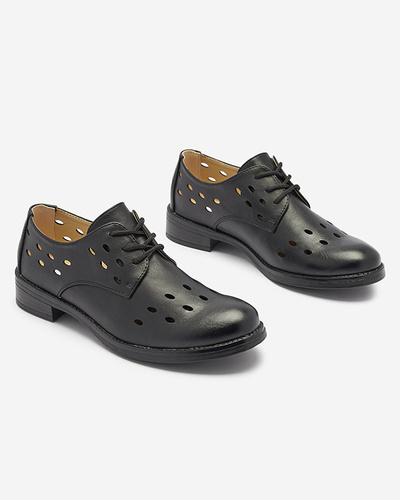 Women's openwork eco leather half shoes in black Selofso- Footwear