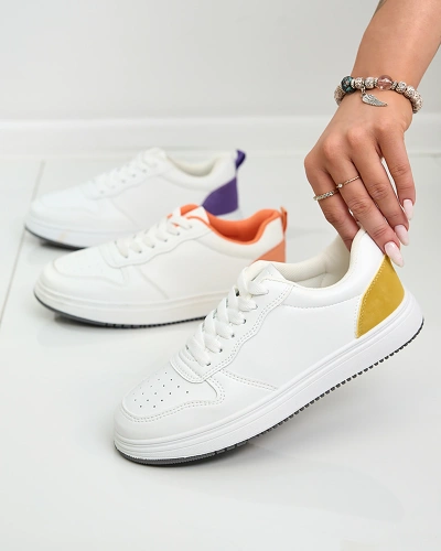 Royalfashion White and yellow classic sports shoes Colorburst Classics