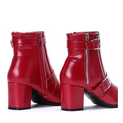 Czerwone botki na słupku Riia - Obuwie