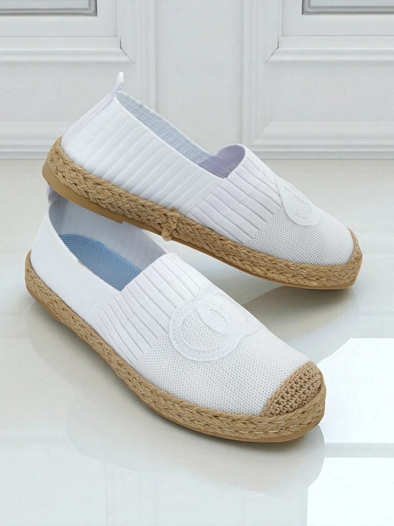 Calista Biancha women's espadrilles - white flat eco suede, Italian style