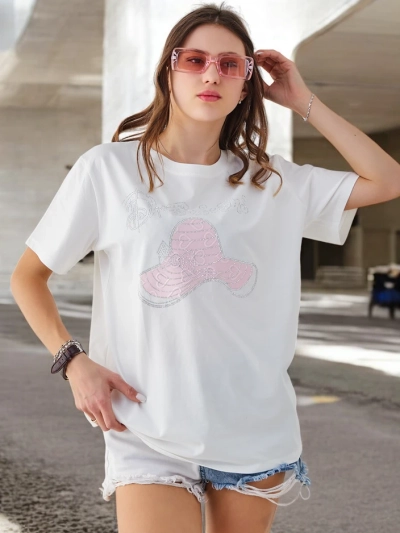 Royalfashion Sieviešu kokvilnas blūze ar drukātu