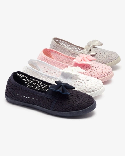 Girls' navy blue slip on sneakers with bow Sweet Life - Footwear