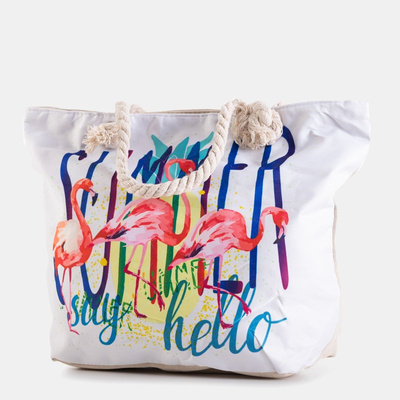 Multicolored beach bag with flamingos - Accessories