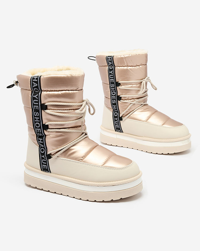 Royalfashion Pink and beige Gepanden women's snow boots
