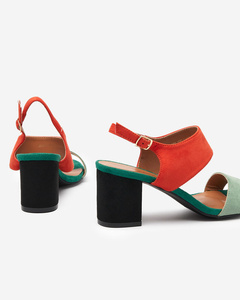 Colorful women's sandals on a post Dominco- Footwear