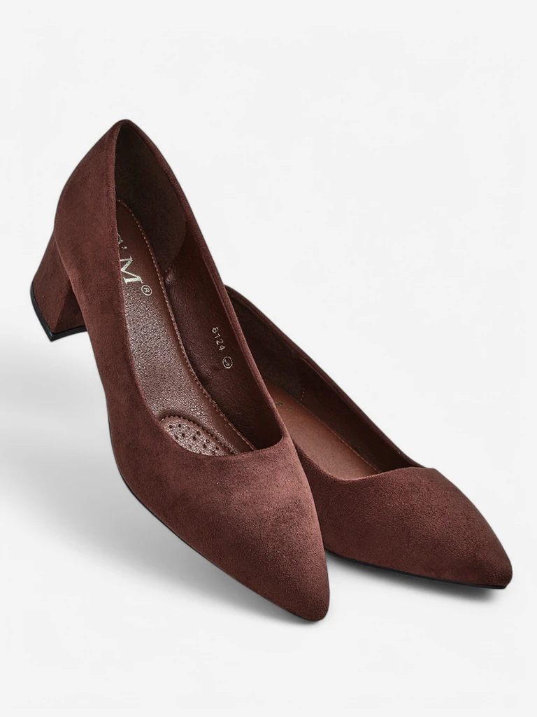Aurelia Classico – Brown women's suede pumps on a 4.5 cm block heel