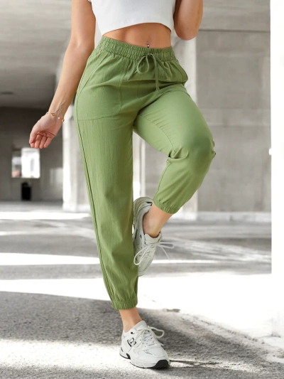 Flora Women's Jogger Pants Light Green 100% Cotton Comfortable