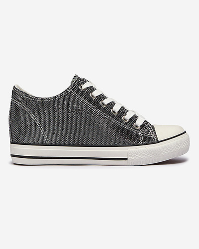 Black women's sneakers on a hidden anchor with shiny thread Seggat- Footwear