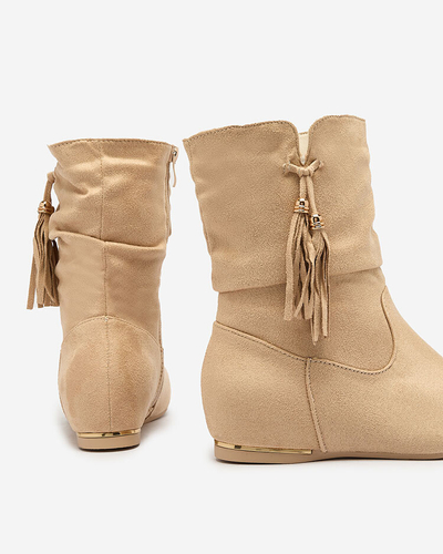 Royalfashion Бежевые сапоги из эко-кожи со скрытым якорем Lovely