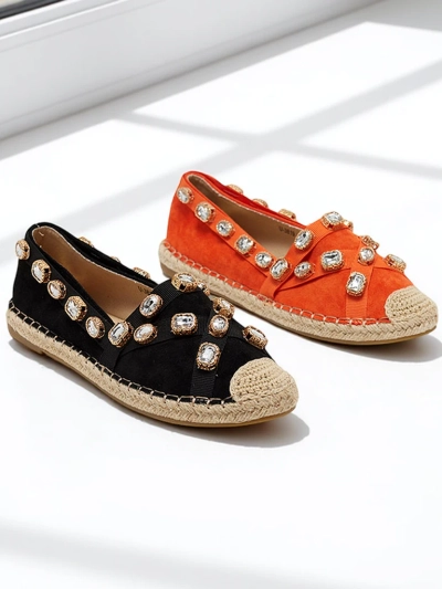 Black women's espadrilles with Wamba crystals - Footwear