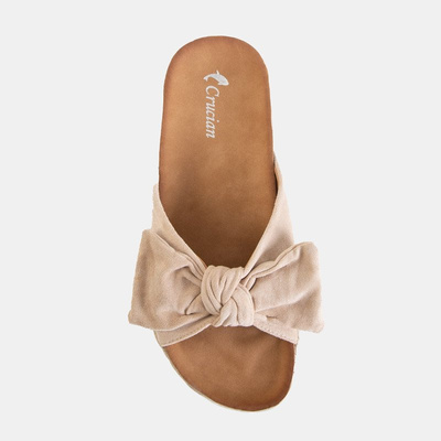 Beige women's flip-flops with bow Martyn - Footwear