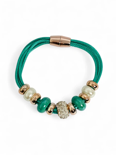 Women's bracelet with beads and cubic zirconia