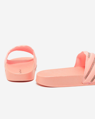 Bright pink women's flip-flops with zircons Erikis - Footwear