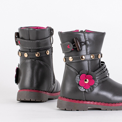 Gray children's boots made of eco leather Kisso - Footwear