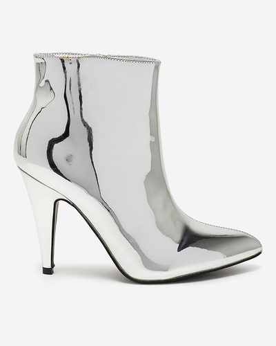 Silver lacquered stiletto boots Macalli- Footwear