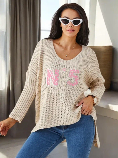 Royalfashion Women's Acrylic Knitted Sweater with Texts