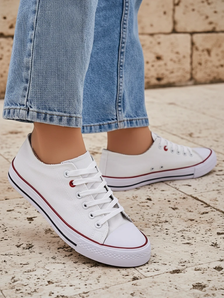 Aurelia Bianca - Klasic white dem trampa for woman wey get flat podeshon