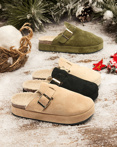 Royalfashion Women's slippers with sheepskin and buckle Kajis