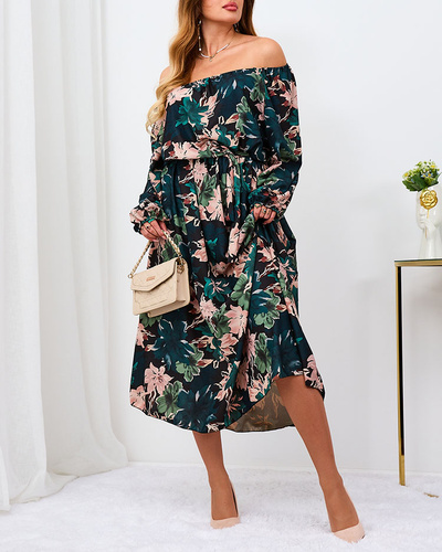 Royalfashion Black and green floral maxi dress for women