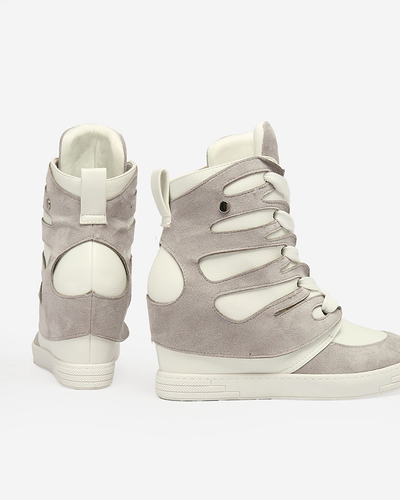 Royalfashion Pelēki sieviešu sporta zābaki uz papēža Pamstinsa