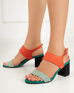 Colorful women's sandals on a post Dominco- Footwear