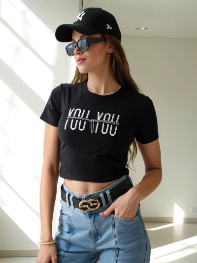 Royalfashion Women's Cotton Crop Top with the inscription