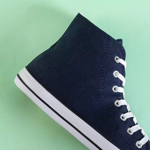 OUTLET Navy blue men's high-top Skarle sneakers - Footwear