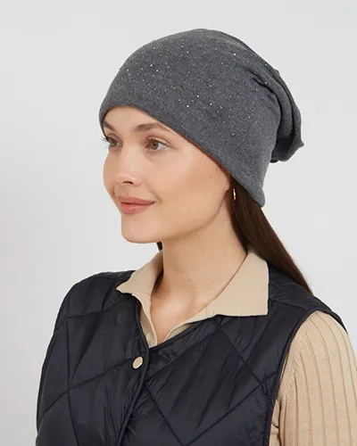 Royalfashion Women's warm hat with zircons