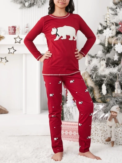 Royalfashion Ziemassvētku kokvilnas bērnu pidžamas ar polāro lāci