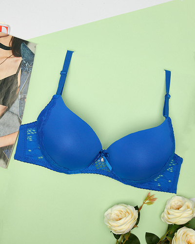 Smooth women's lace bra in cobalt color - Underwear