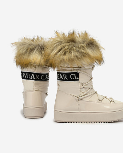 Royalfashion Детские ботинки-слипы a'la snow boots with fur in beige Asika